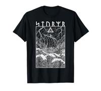 Graphique Viking Warrior Ship Storm Old Norse Mythology Runes T-Shirt