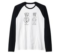 Graphique vintage de moteur de moto refroidi à l'eau et à l'air Manche Raglan