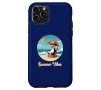 Graphique vintage de vacances à la plage avec pingouin Coque pour iPhone 11 Pro