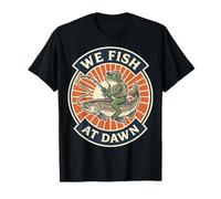 Graphique We Fish At Dawn Grenouille équitation Saumon Truite T-Shirt