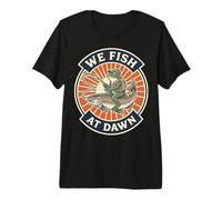 Graphique We Fish At Dawn Grenouille équitation Saumon Truite T-Shirt Haut de Gamme
