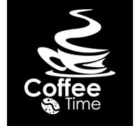 graphiques, logos, étiquettes et badges pour l'heure du café Stickers muraux en PVC 54.6x62.9cm Fourni avec un kit de film de transfert Blanc