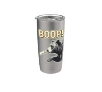 Graphisme animalier amusant qui touche le nez d'un ours avec les doigts de Boop Gobelet isotherme en acier inoxydable double paroi