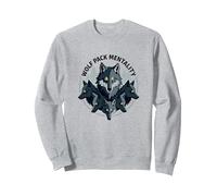 Graphisme Animalier Wolf Pack Mentality Wilderness Spirit Sweatshirt, Unisexe pour Adultes, Gris Chiné, XXL
