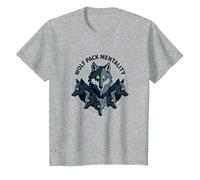 Graphisme Animalier Wolf Pack Mentality Wilderness Spirit T-Shirt, Enfant, Gris Chiné, 8 Ans