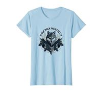 Graphisme Animalier Wolf Pack Mentality Wilderness Spirit T-Shirt, Femme, Bleu Céleste, M
