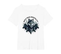 Graphisme Animalier Wolf Pack Mentality Wilderness Spirit T-Shirt, Femme Grandes Tailles, Blanc, 3X