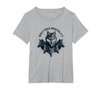 Graphisme Animalier Wolf Pack Mentality Wilderness Spirit T-Shirt, Femme Grandes Tailles, Gris Chiné, 5X