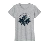 Graphisme Animalier Wolf Pack Mentality Wilderness Spirit T-Shirt, Femme, Gris Chiné, XXL