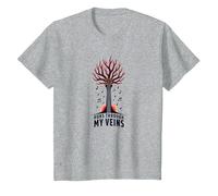 Graphisme Artistique « Music Runs Through My Veins » T-Shirt, Enfant, Gris Chiné, 3 Ans