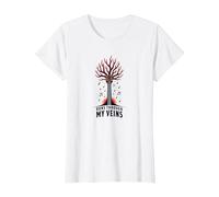 Graphisme Artistique « Music Runs Through My Veins » T-Shirt, Femme, Blanc, S