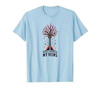 Graphisme Artistique « Music Runs Through My Veins » T-Shirt, Homme, Bleu Céleste, S