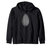 Graphisme Blanc de forêt Occulte surréaliste en Forme de cône de pin Sweat à Capuche