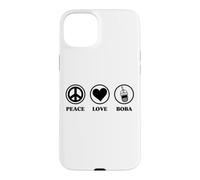Graphisme Boba Simple et Basique de Peace Love and Boba Coque pour iPhone 15 Plus