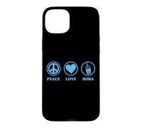 Graphisme Boba Simple et Basique de Peace Love and Boba Coque pour iPhone 15 Plus