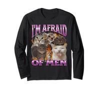 Graphisme bootleg de mème de chat drôle I'm Afraid Of Men Manche Longue