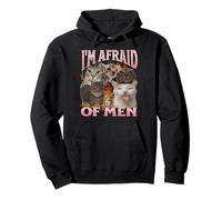 Graphisme bootleg de mème de chat drôle I'm Afraid Of Men Sweat à Capuche