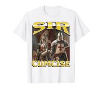 Graphisme Bootleg de Sir Cumcise Funny Offensive Knight T-Shirt Graphique avec Valeur, Homme, Blanc, M