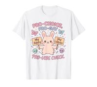 Graphisme d'autonomie corporelle Cute Bunny Choice Pride T-Shirt Graphique avec Valeur, Homme, Blanc, M
