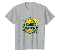 Graphisme de Fruits Kawaii au Citron Sour Patch T-Shirt, Enfant, Gris Chiné, 6 Ans