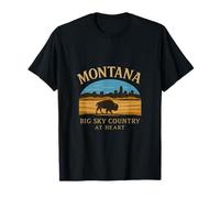 Graphisme de la ligne d'horizon de bisons de Montana Big Sky Country Pride T-Shirt