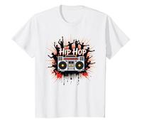 Graphisme de Musique Urbaine rétro Boombox pour la Culture Hip hop T-Shirt, Enfant, Blanc, 2 Ans