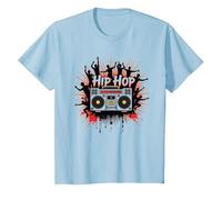 Graphisme de Musique Urbaine rétro Boombox pour la Culture Hip hop T-Shirt, Enfant, Bleu Céleste, 2 Ans