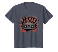 Graphisme de Musique Urbaine rétro Boombox pour la Culture Hip hop T-Shirt, Enfant, Bleu Chiné, 8 Ans