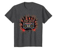 Graphisme de Musique Urbaine rétro Boombox pour la Culture Hip hop T-Shirt, Enfant, Chiné Foncé, 2 Ans