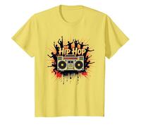 Graphisme de Musique Urbaine rétro Boombox pour la Culture Hip hop T-Shirt, Enfant, Citron, 3 Ans