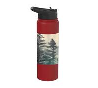 Graphisme de paysage vintage de séquoias dans le brouillard Stainless Steel Insulated Water Bottle