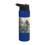 Graphisme de paysage vintage de séquoias dans le brouillard Stainless Steel Insulated Water Bottle