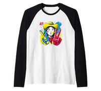 Graphisme de Personnage Pop Western rétro Cowgirl Double Peace Manche Raglan