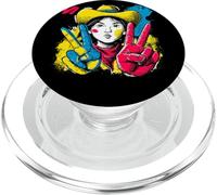Graphisme de Personnage Pop Western rétro Cowgirl Double Peace PopSockets PopGrip pour MagSafe