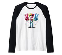 Graphisme de Personnage Pop Western rétro de Cowboy Double Peace Manche Raglan