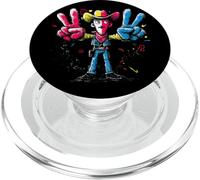 Graphisme de Personnage Pop Western rétro de Cowboy Double Peace PopSockets PopGrip pour MagSafe