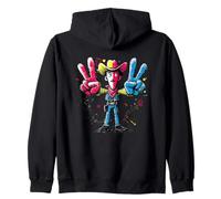 Graphisme de Personnage Pop Western rétro de Cowboy Double Peace Sweat à Capuche