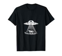 Graphisme de Science-Fiction rétro UFO Cow Abduction Alien Beam T-Shirt