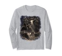 Graphisme de Science-Fiction Vintage Western UFO Cowboy Alien Desert Manche Longue