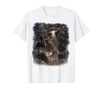 Graphisme de Science-Fiction Vintage Western UFO Cowboy Alien Desert T-Shirt