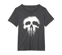 Graphisme du Logo Scary Grungy Skull de Marvel The Punisher T-Shirt, Femme Grandes Tailles, Chiné Foncé, 6X