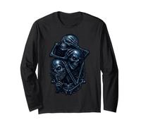 Graphisme Gothique foncé Hear See Speak No Evil Skulls Manche Longue
