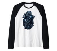 Graphisme Gothique foncé Hear See Speak No Evil Skulls Manche Raglan