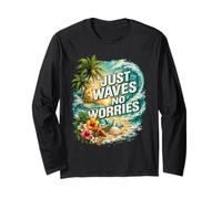 Graphisme Just Waves No Worries Tropical Beach Relax Manche Longue