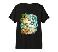 Graphisme Just Waves No Worries Tropical Beach Relax T-Shirt Haut de Gamme