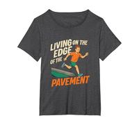 Graphisme Living on The Edge of Pavement Runner T-Shirt, Femme Grandes Tailles, Chiné Foncé, 1X