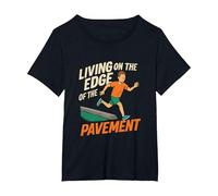 Graphisme Living on The Edge of Pavement Runner T-Shirt, Femme Grandes Tailles, Noir, 1X