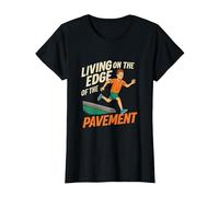 Graphisme Living on The Edge of Pavement Runner T-Shirt, Femme, Noir, L