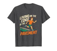Graphisme Living on The Edge of Pavement Runner T-Shirt, Homme, Chiné Foncé, M