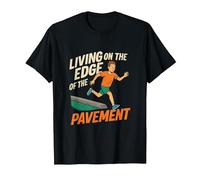 Graphisme Living on The Edge of Pavement Runner T-Shirt, Homme, Noir, XXL